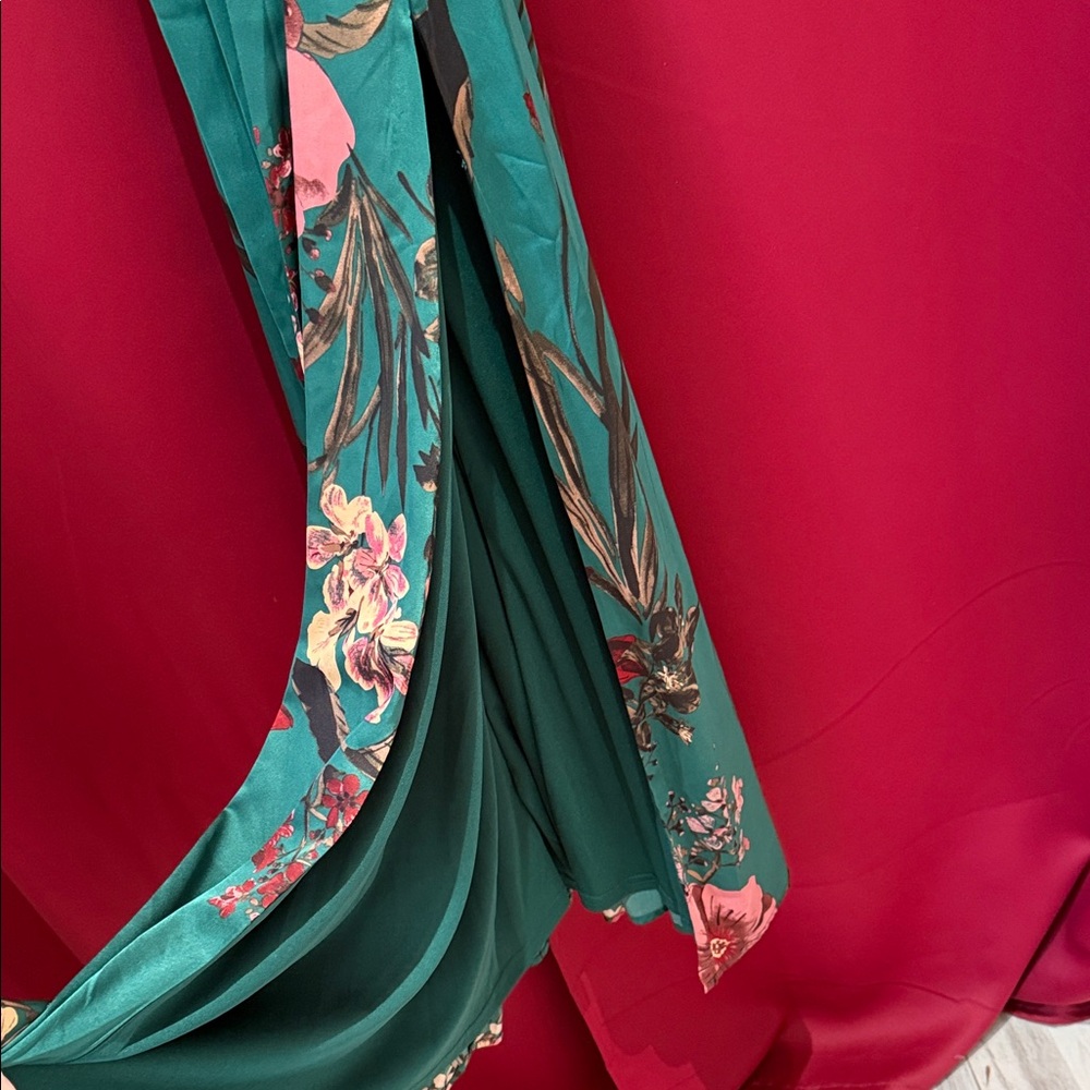 Lulu's Teal Floral Maxi Dress - Picture 5 of 5